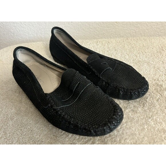 NINE WEST Women's 5M Black Suede Leather Penny Driving Loafers Hifiveff - Picture 1 of 13